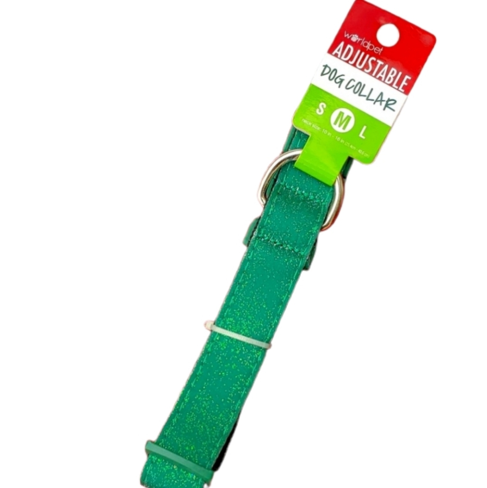 Medium Dog Collar Adjustable Sparkle Green Bling